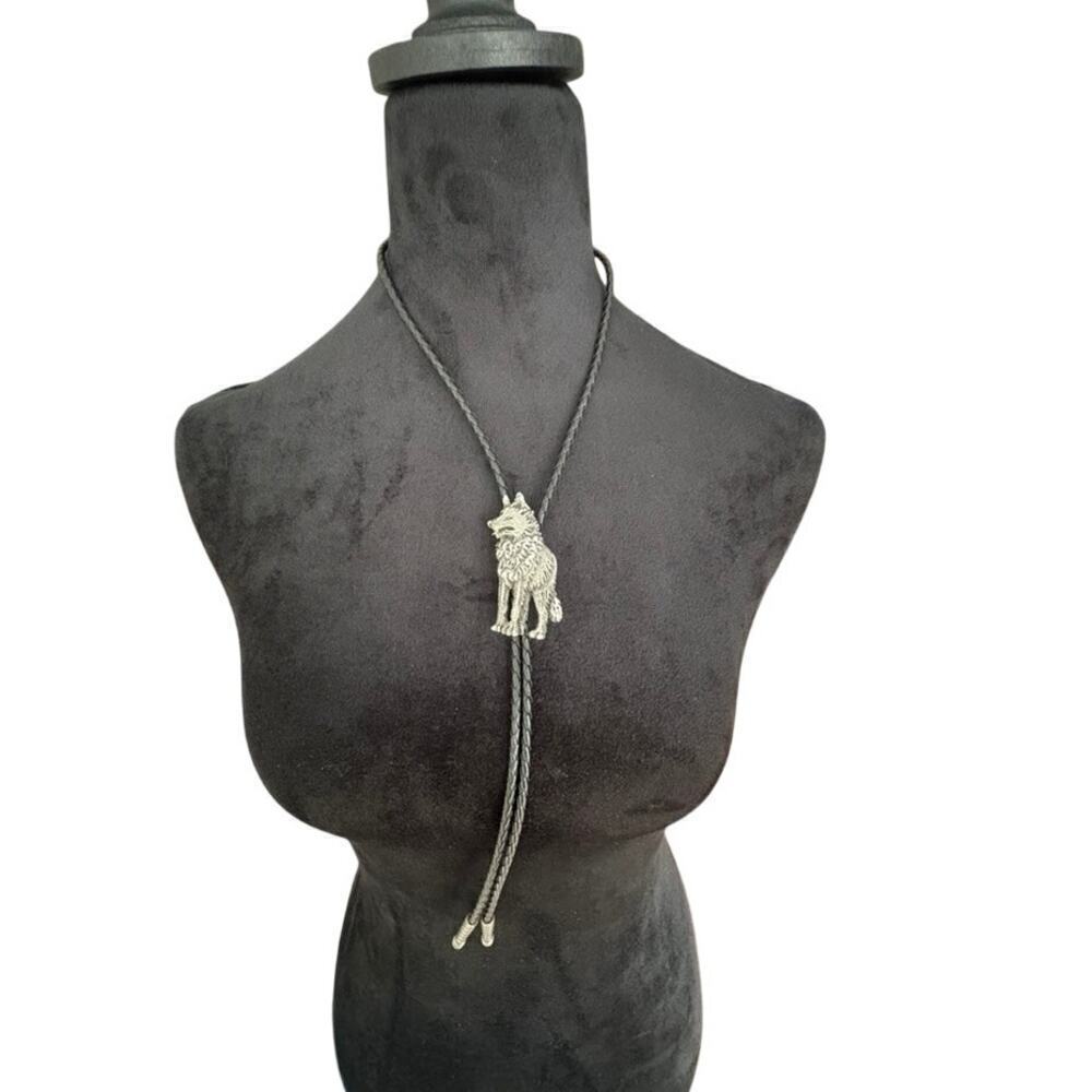 Unisex Vintage Cisco Pewter Wolf Bolo Tie –‎ Western Adjustable Cord